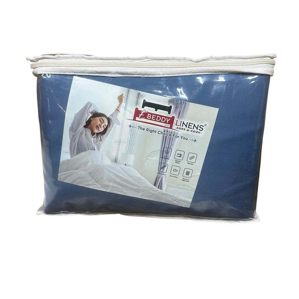 eBeddy Linens 800 TC Blue Microfiber Duvet Bedding Set 120x120 Super King Plus
